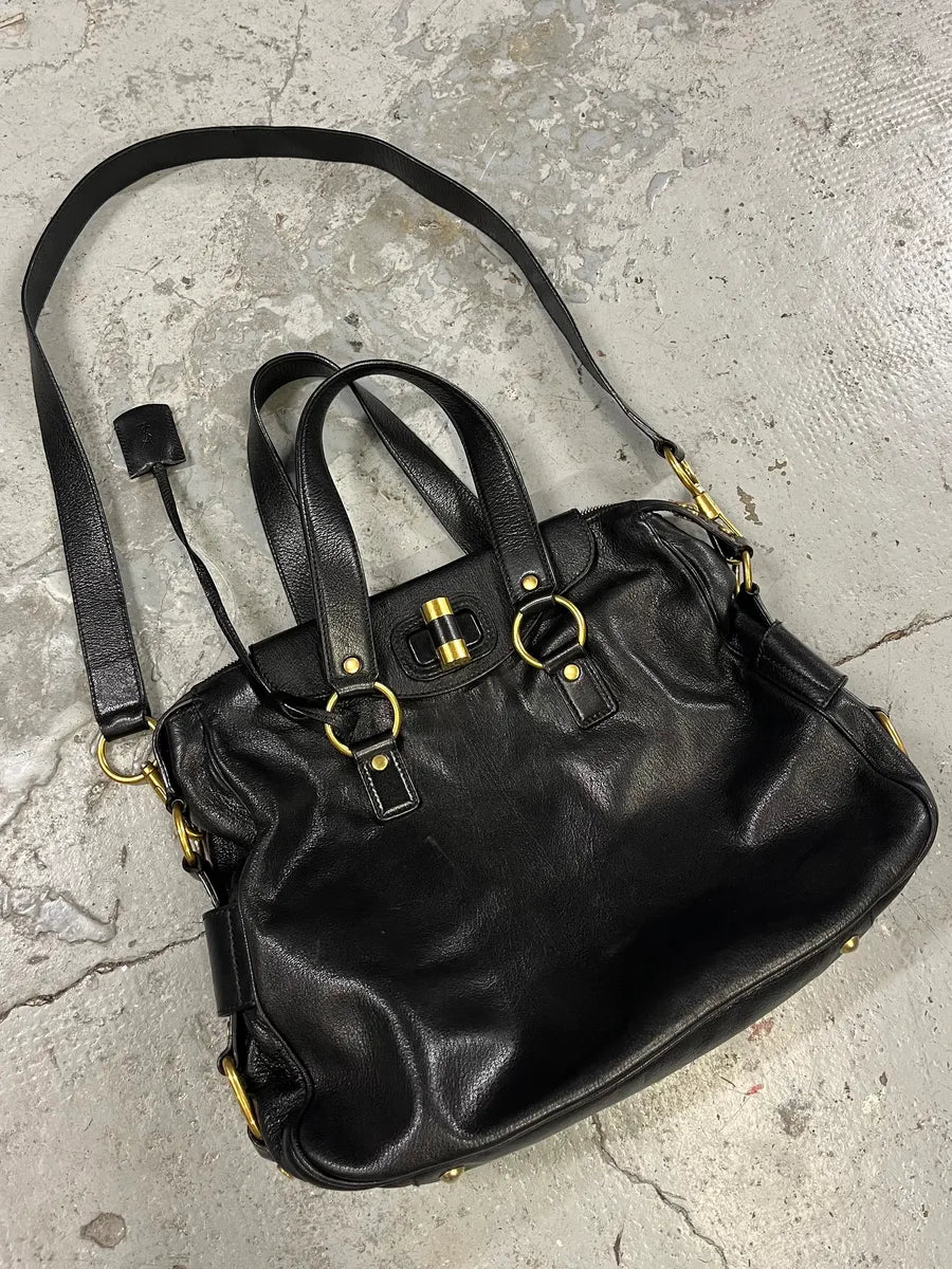 2000s Yves Saint Laurent Black Leather Muse Messenger Bag (OS) qGZNWxQ 2