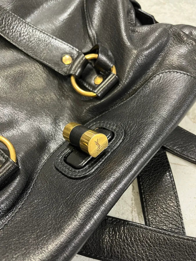 2000s Yves Saint Laurent Black Leather Muse Messenger Bag (OS) qGZNWxQ 8