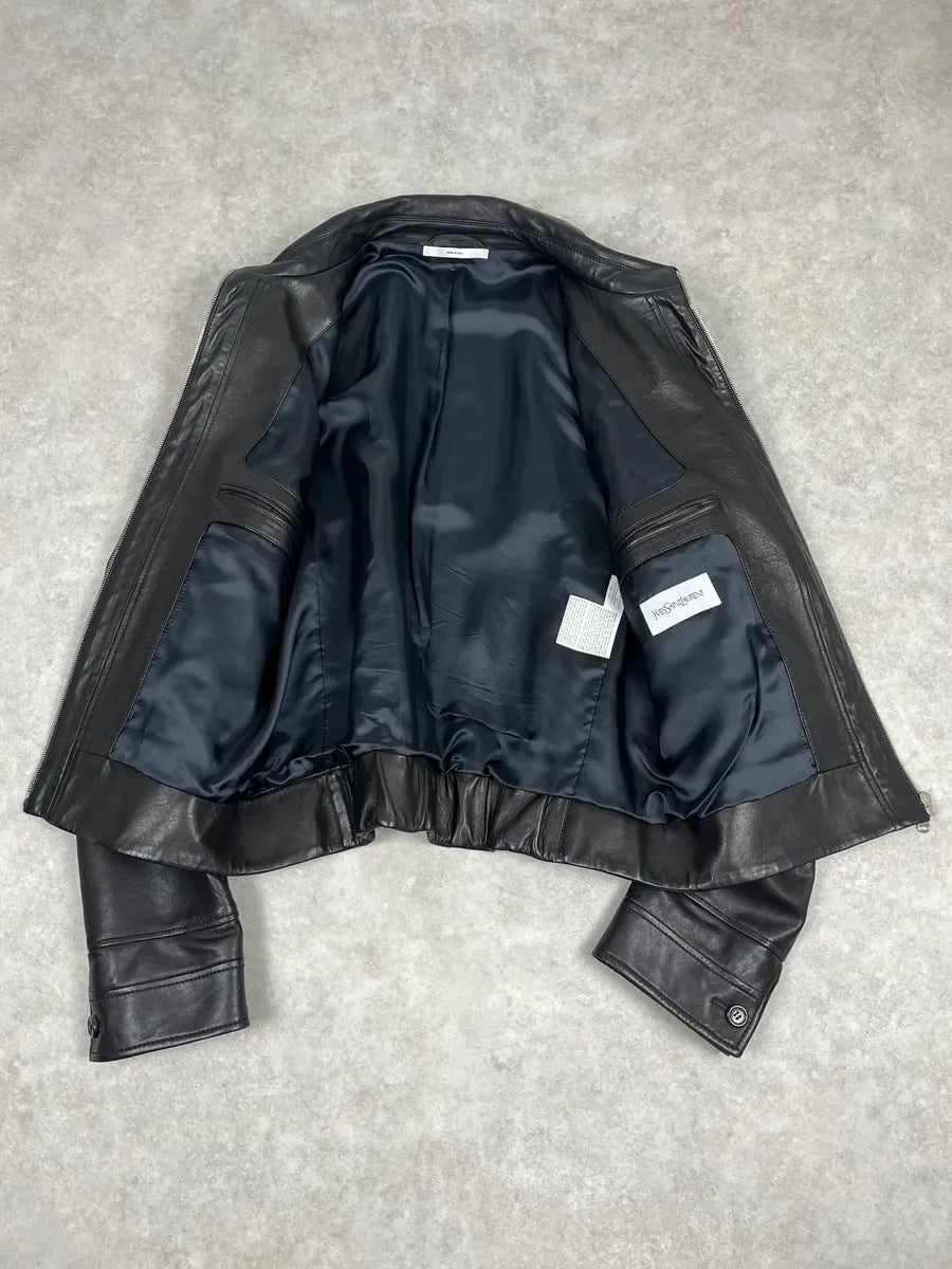 2000s Yves Saint Laurent Black Leather Premium Jacket hFTzVXb 9