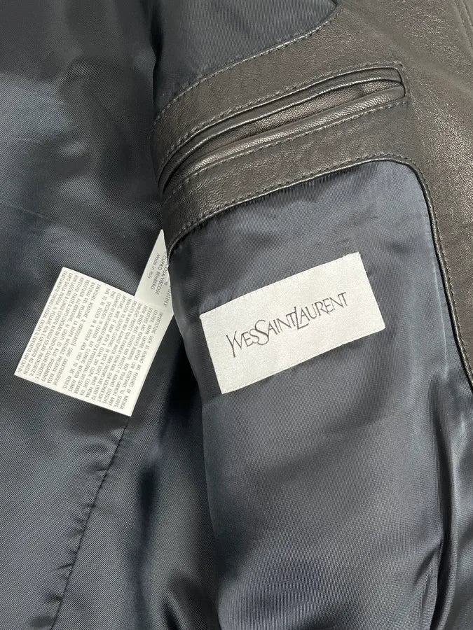 2000s Yves Saint Laurent Black Leather Premium Jacket hFTzVXb 11