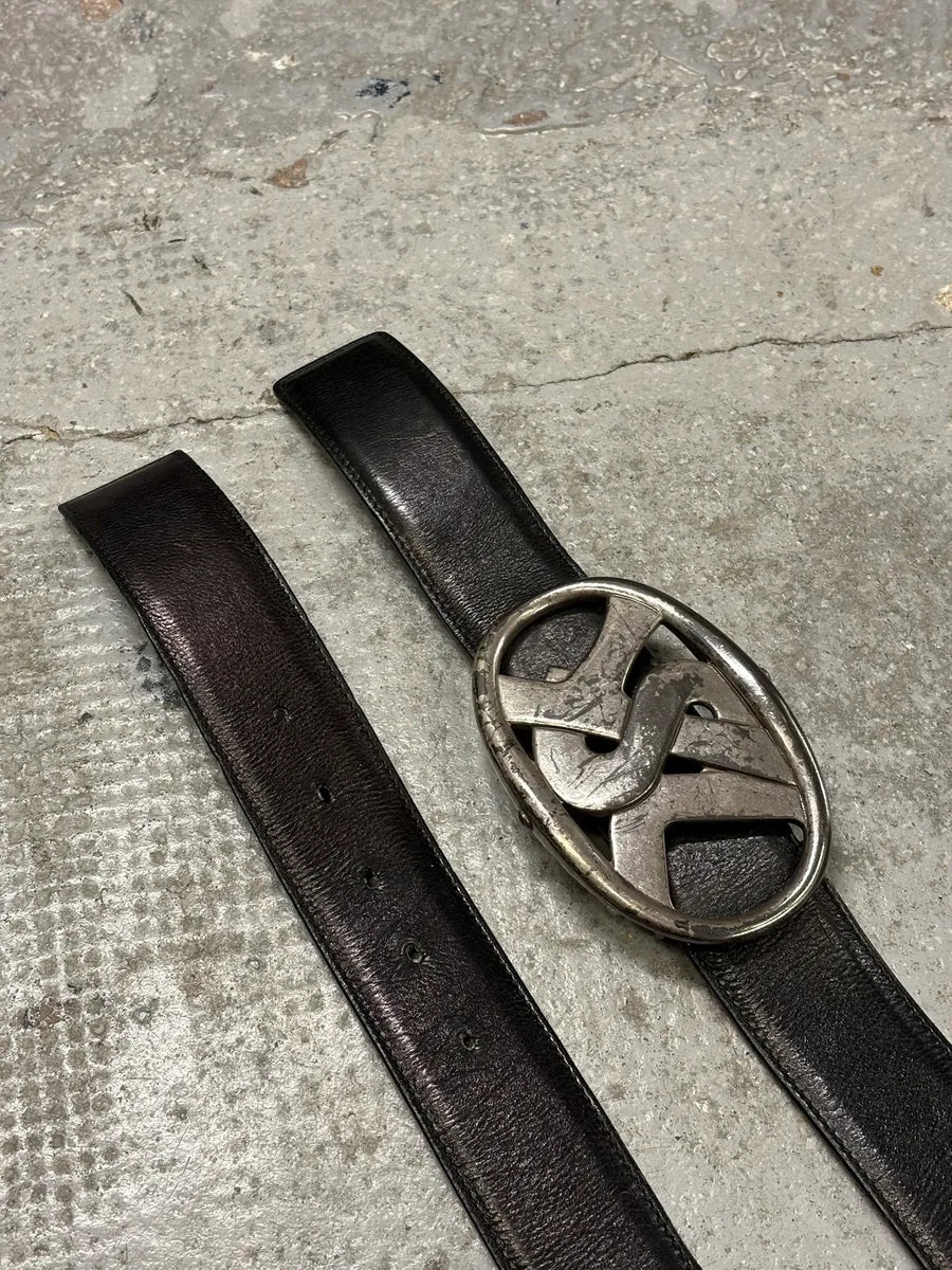 FW2003 Yves Saint Laurent Black Leather Premium YSL Belt lUWuLYh 5