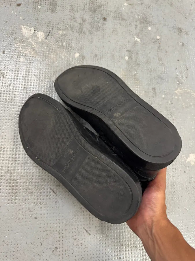 2000s Yves saint Laurent Black Leather Suede Sneakers vnqWOPW 7
