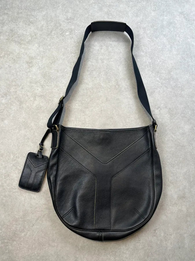 2000s Yves Saint Laurent Black Leather Y-Logo Shoulder Bag ZEyAwFy 2