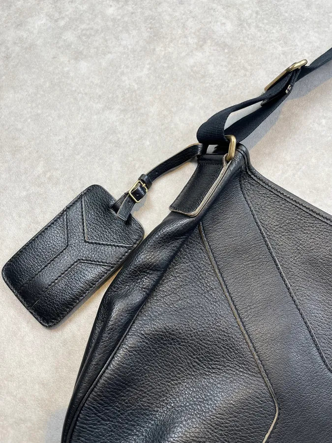 2000s Yves Saint Laurent Black Leather Y-Logo Shoulder Bag ZEyAwFy 3
