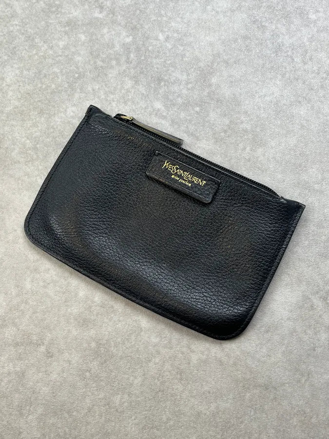 2000s Yves Saint Laurent Black Leather Y-Logo Shoulder Bag ZEyAwFy 5