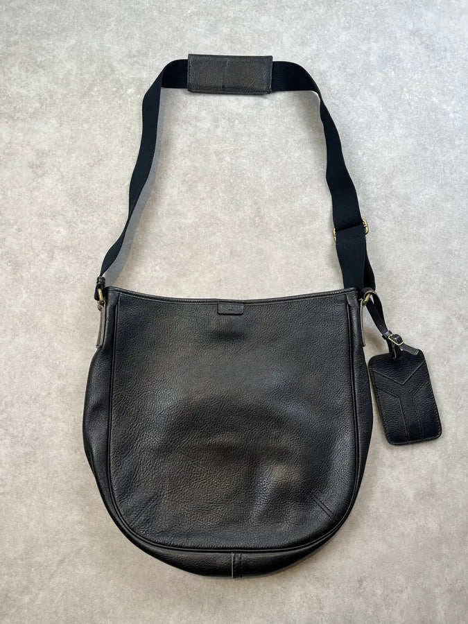 2000s Yves Saint Laurent Black Leather Y-Logo Shoulder Bag ZEyAwFy 7
