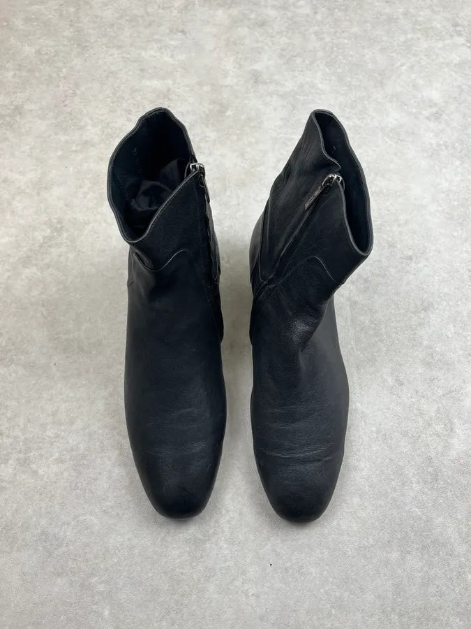 2000s Yves Saint Laurent Black Leather Zip Boots THjNKvz 2