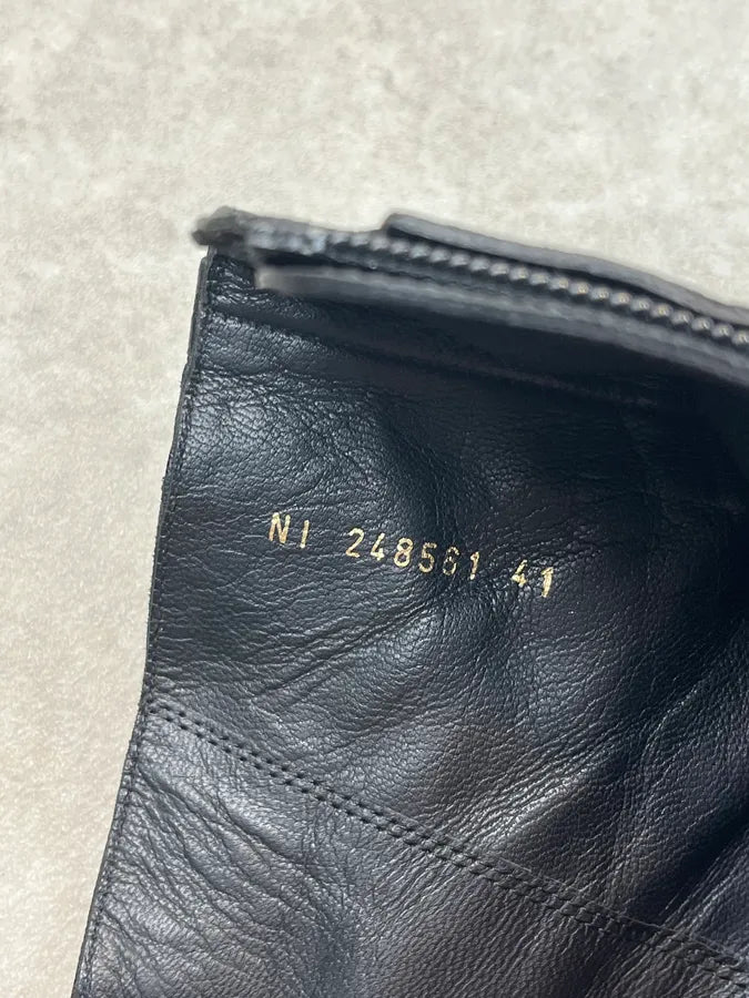 2000s Yves Saint Laurent Black Leather Zip Boots THjNKvz 9