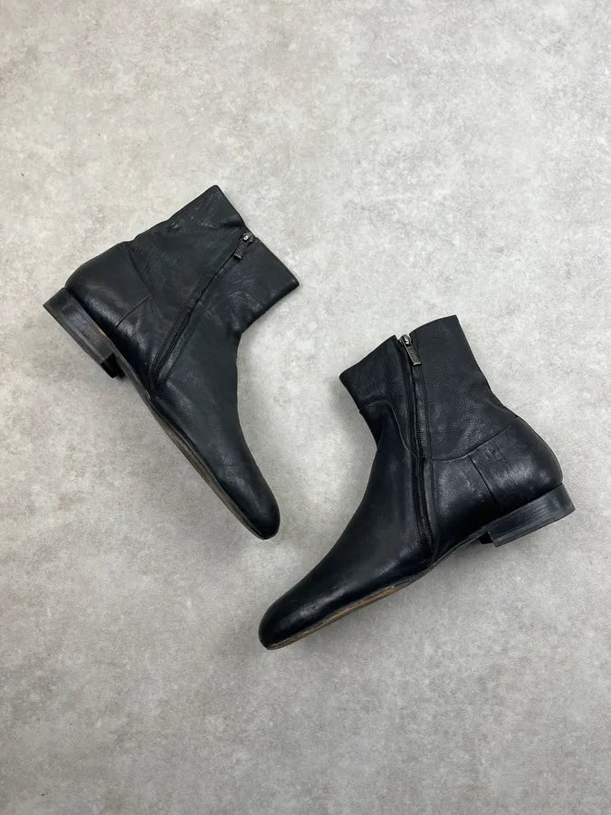 2000s Yves Saint Laurent Black Leather Zip Boots THjNKvz 3
