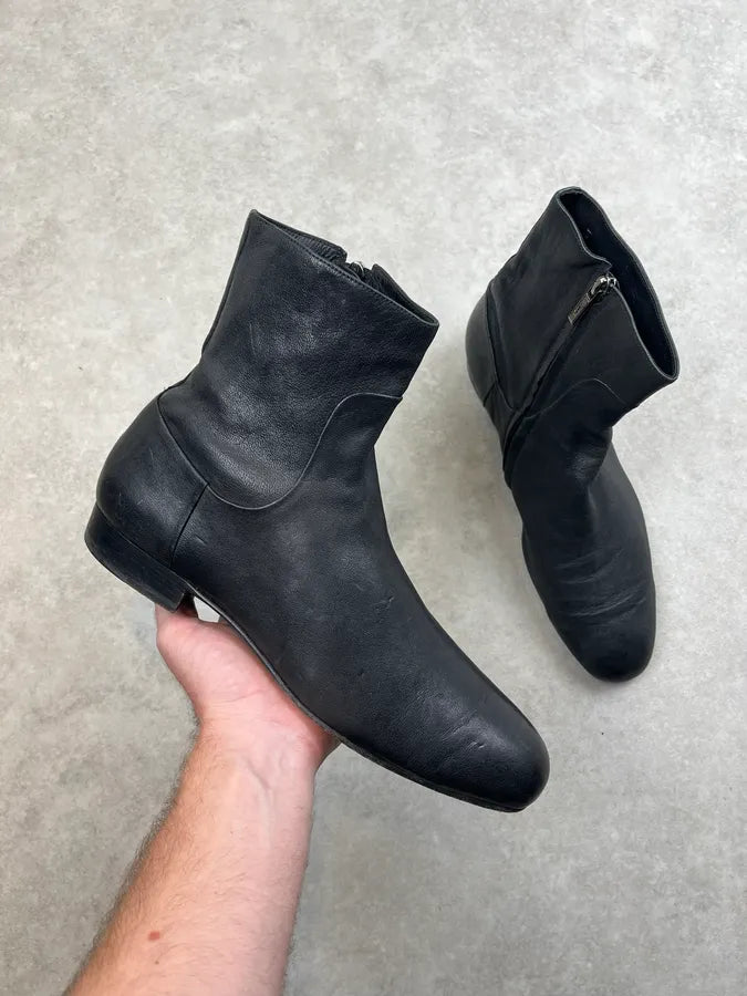 2000s Yves Saint Laurent Black Leather Zip Boots THjNKvz 0