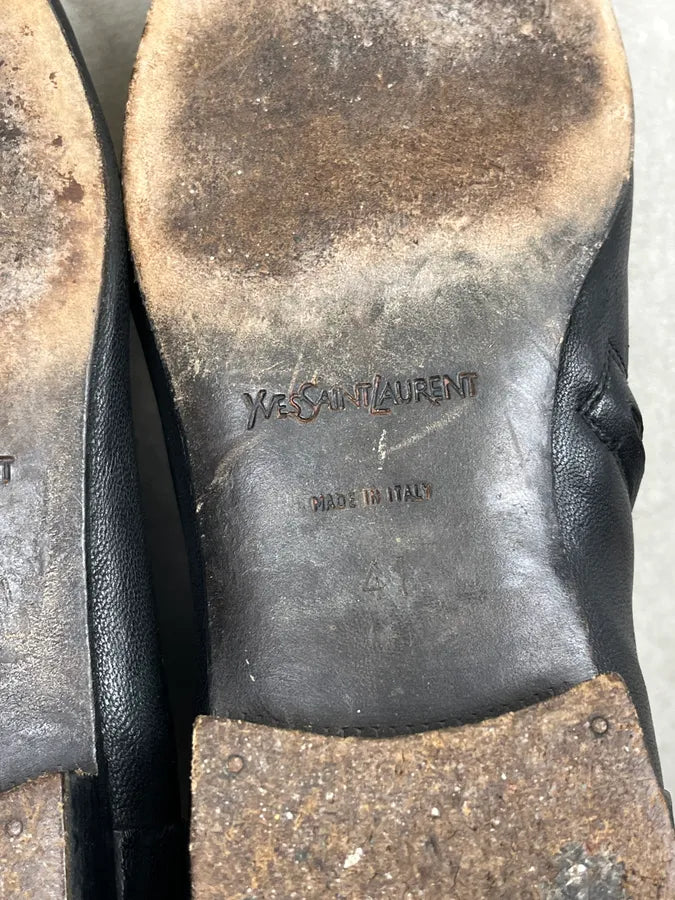 2000s Yves Saint Laurent Black Leather Zip Boots THjNKvz 8