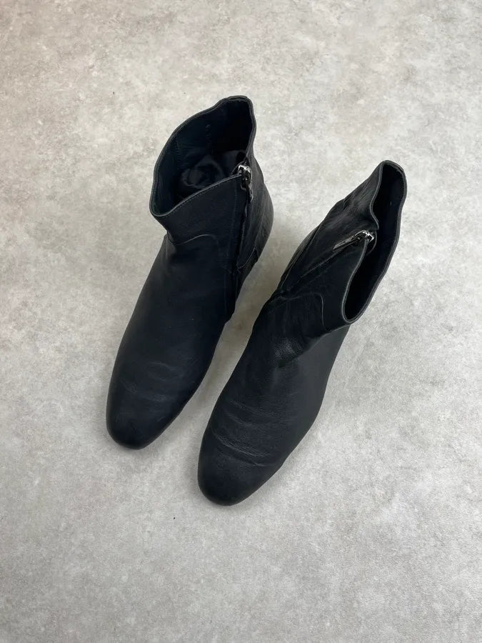 2000s Yves Saint Laurent Black Leather Zip Boots THjNKvz 4