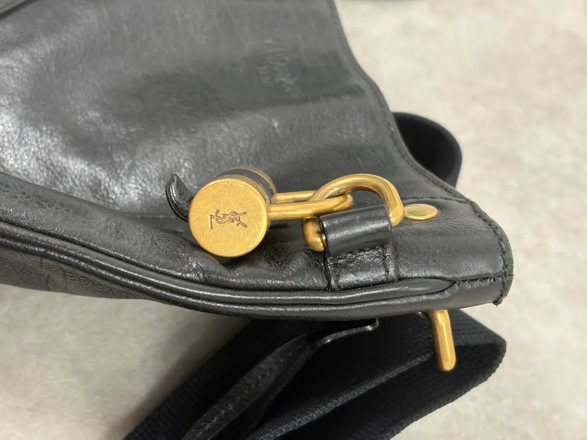AW2002 Yves Saint Laurent Black Lock Crossbody Leather Bag TGKUkbx 10