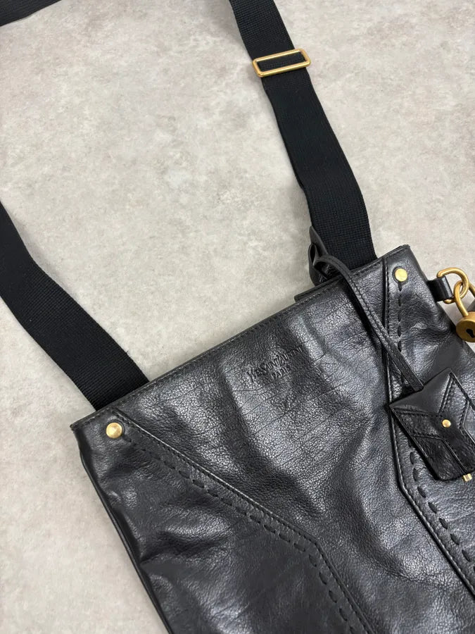 AW2002 Yves Saint Laurent Black Lock Crossbody Leather Bag TGKUkbx 4