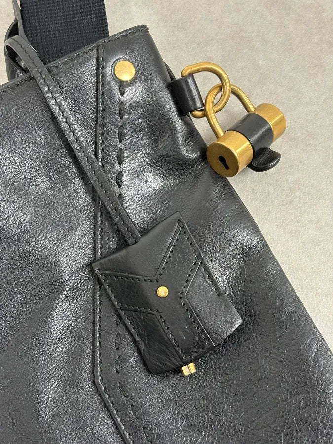 AW2002 Yves Saint Laurent Black Lock Crossbody Leather Bag TGKUkbx 7