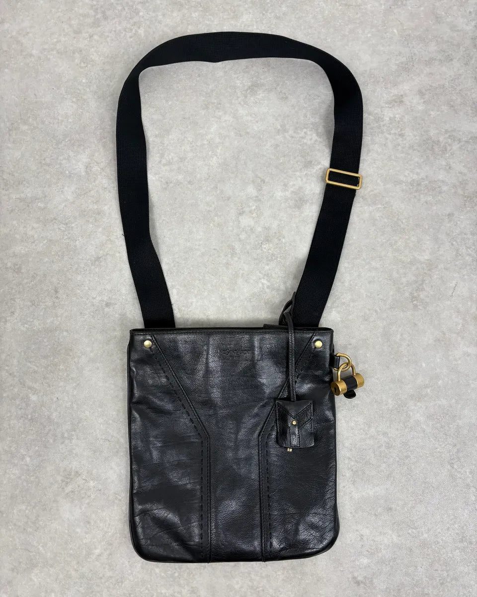 AW2002 Yves Saint Laurent Black Lock Crossbody Leather Bag TGKUkbx 0