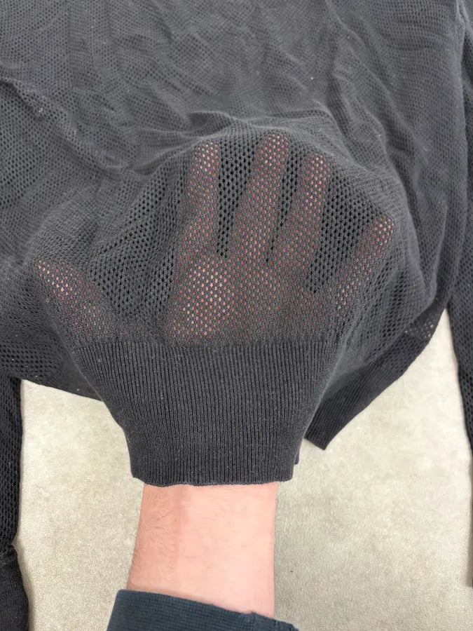 2000s Yves Saint Laurent Black Mesh Longsleeve Polo myrLTgf 7