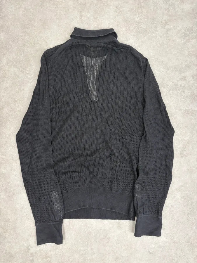 2000s Yves Saint Laurent Black Mesh Longsleeve Polo myrLTgf 5