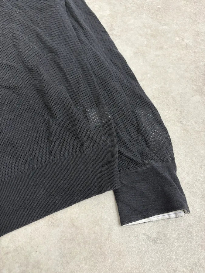 2000s Yves Saint Laurent Black Mesh Longsleeve Polo myrLTgf 6