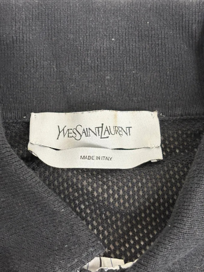 2000s Yves Saint Laurent Black Mesh Longsleeve Polo myrLTgf 8