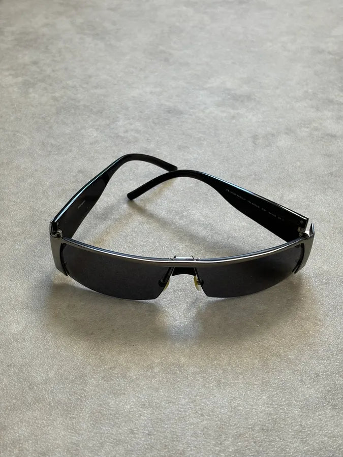 2000s Yves Saint Laurent Black Metal Shield Sunglasses VOyJmBM 3