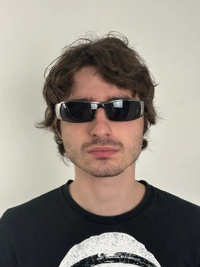 2000s Yves Saint Laurent Black Metal Shield Sunglasses VOyJmBM 2