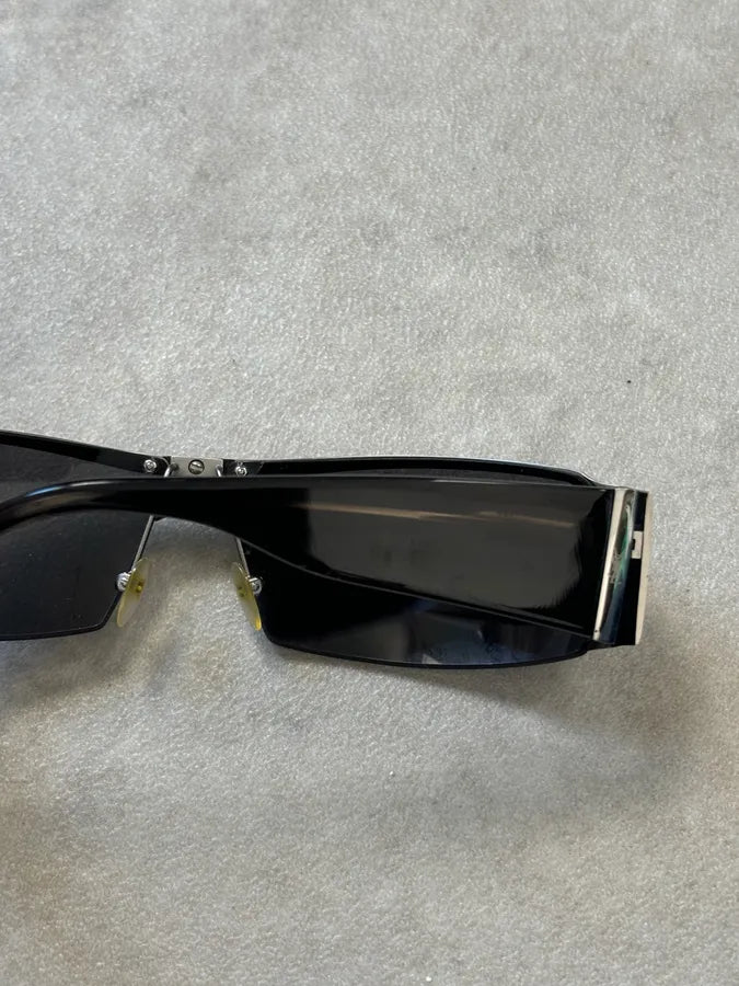 2000s Yves Saint Laurent Black Metal Shield Sunglasses VOyJmBM 9
