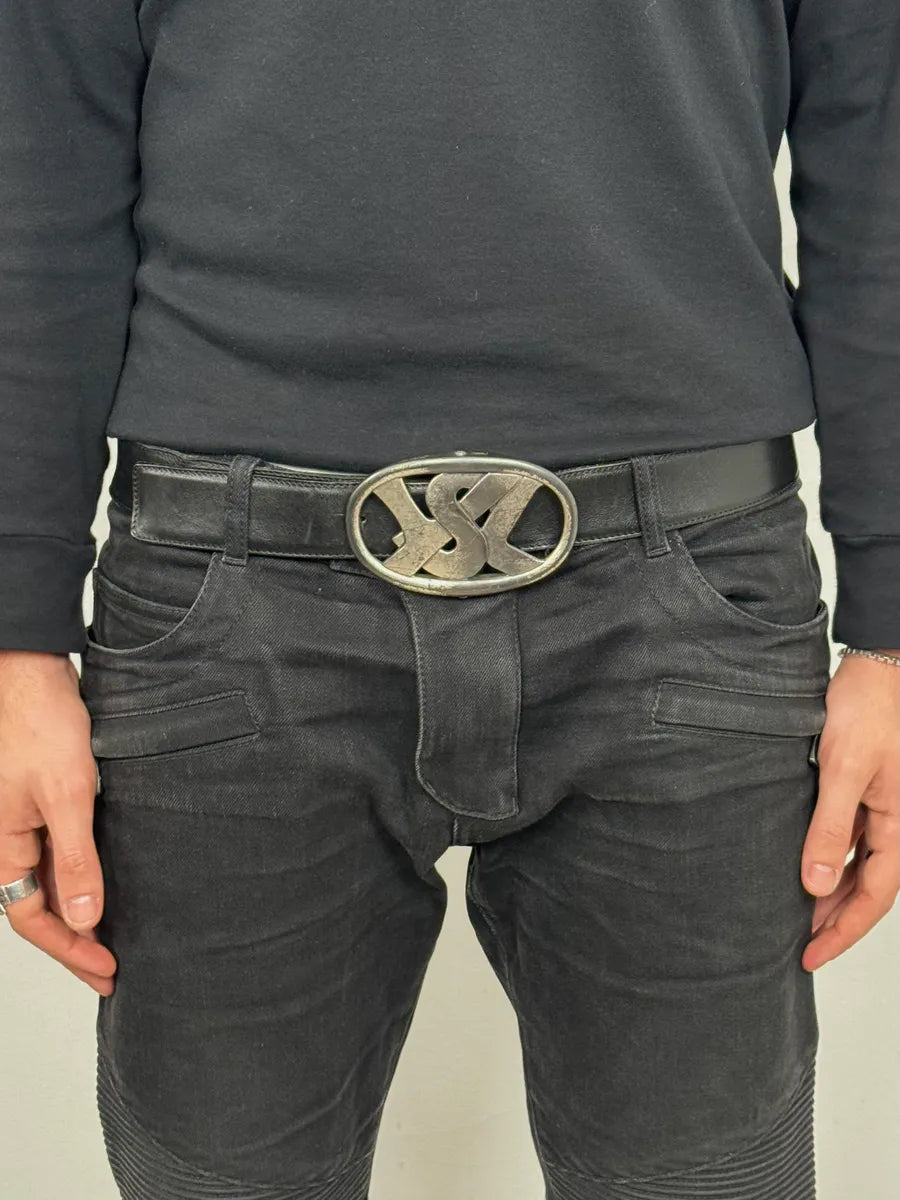 2000s Yves Saint Laurent Black Propaganda Leather Belt iCmvobz 1