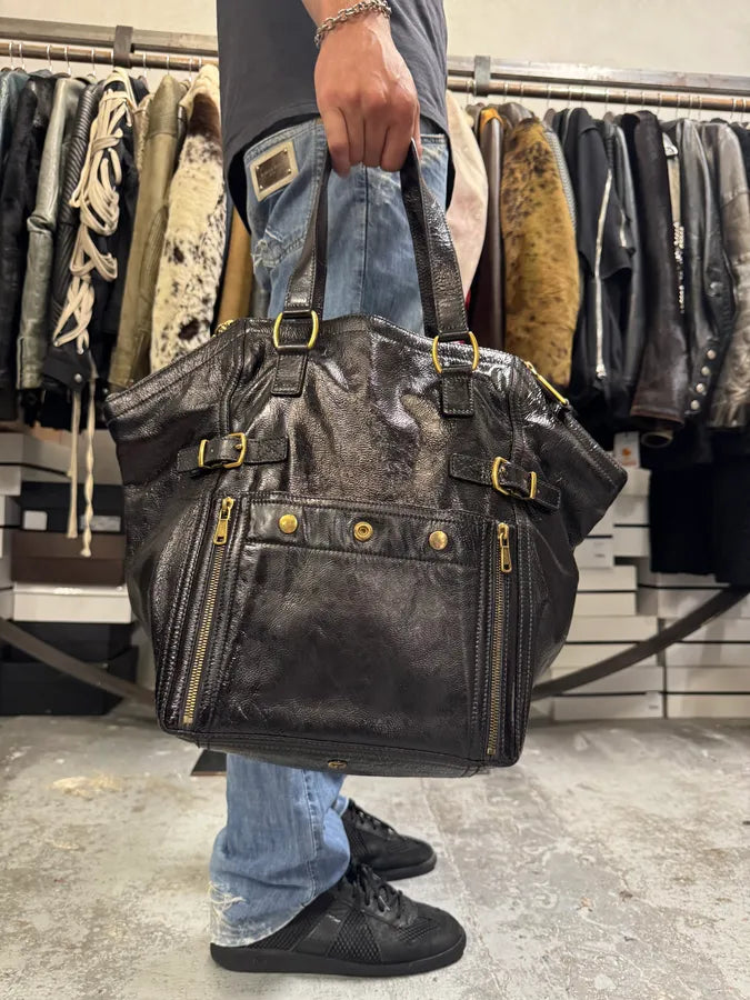 2000s Yves Saint Laurent Black Shiny Leather Handle Bag zmWrGWd 2