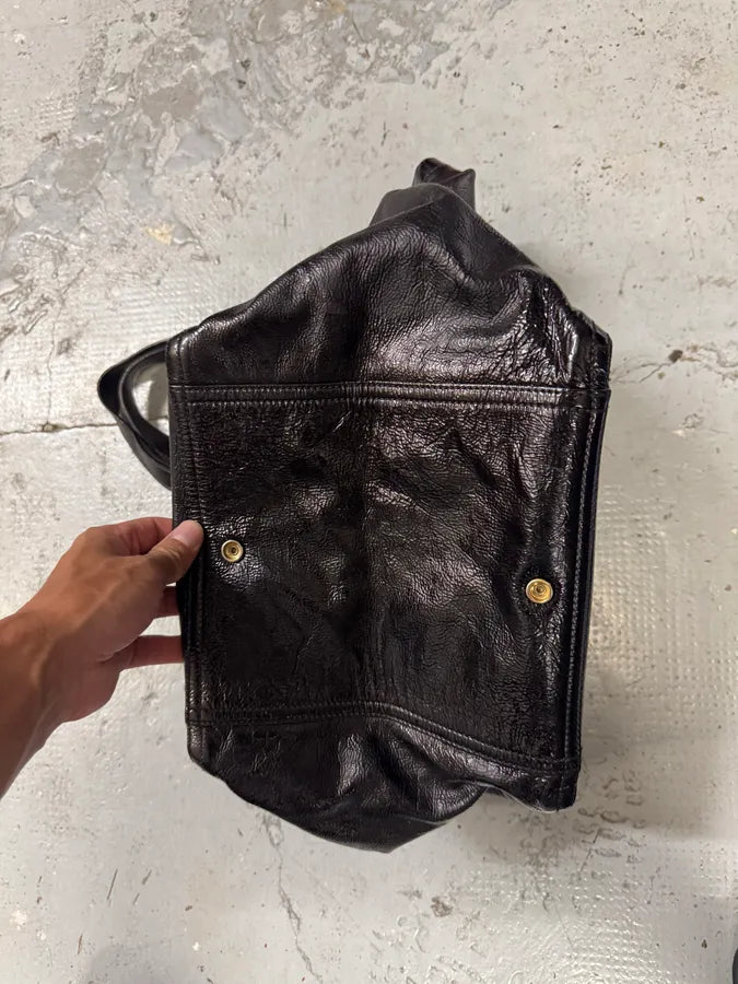 2000s Yves Saint Laurent Black Shiny Leather Handle Bag zmWrGWd 9