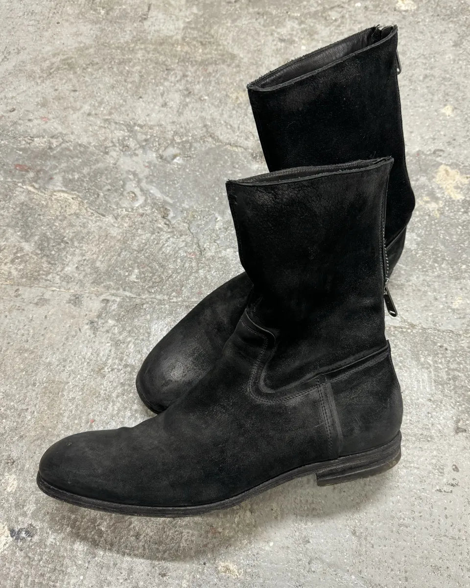 2000s Yves Saint Laurent Black Suede Leather Boots (44.5eu/us10.5) 0