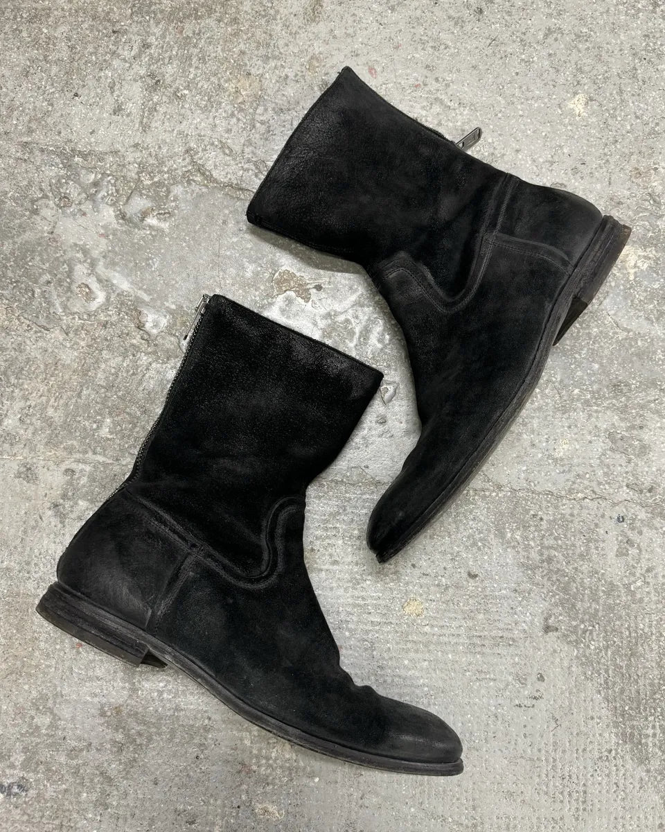 2000s Yves Saint Laurent Black Suede Leather Boots (44.5eu/us10.5) 2