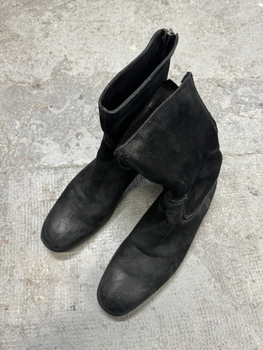 2000s Yves Saint Laurent Black Suede Leather Boots (44.5eu/us10.5) 3