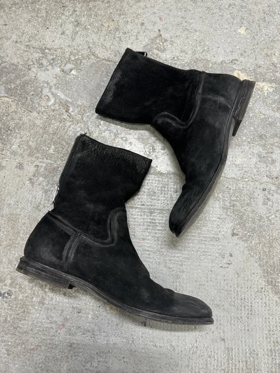 2000s Yves Saint Laurent Black Suede Leather Boots (44.5eu/us10.5) 4