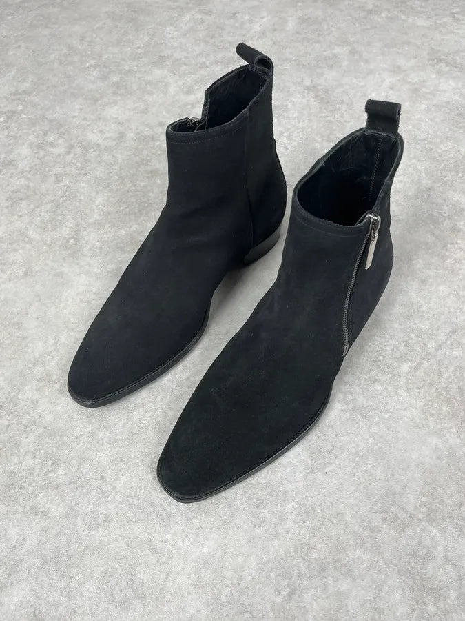 2000s Yves Saint Laurent Black Suede Leather Boots lIJQDAA 4