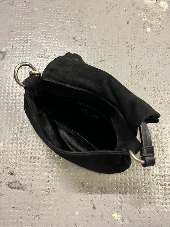 2000s Yves Saint Laurent Black Suede Mini Flower Handle Bag  hzKJlpL 7