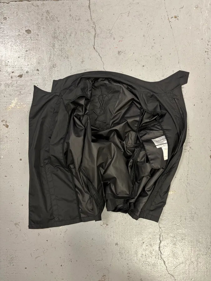 AW2003 Yves Saint Laurent Black Asymmetrical Classy Windbreaker Jacket  dXCIGOH 8