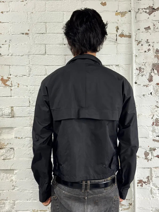 AW2003 Yves Saint Laurent Black Asymmetrical Classy Windbreaker Jacket  dXCIGOH 2