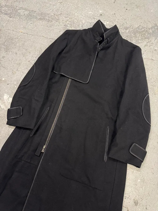 2000s Yves Saint Laurent Black Wool Trench Coat (M/L) 1