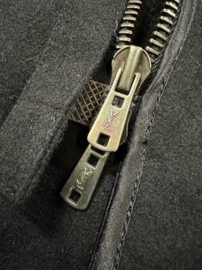 2000s Yves Saint Laurent Black Wool Trench Coat (M/L) 6