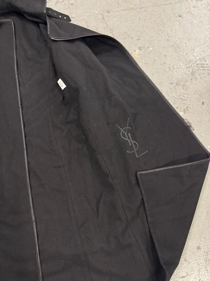 2000s Yves Saint Laurent Black Wool Trench Coat (M/L) 8
