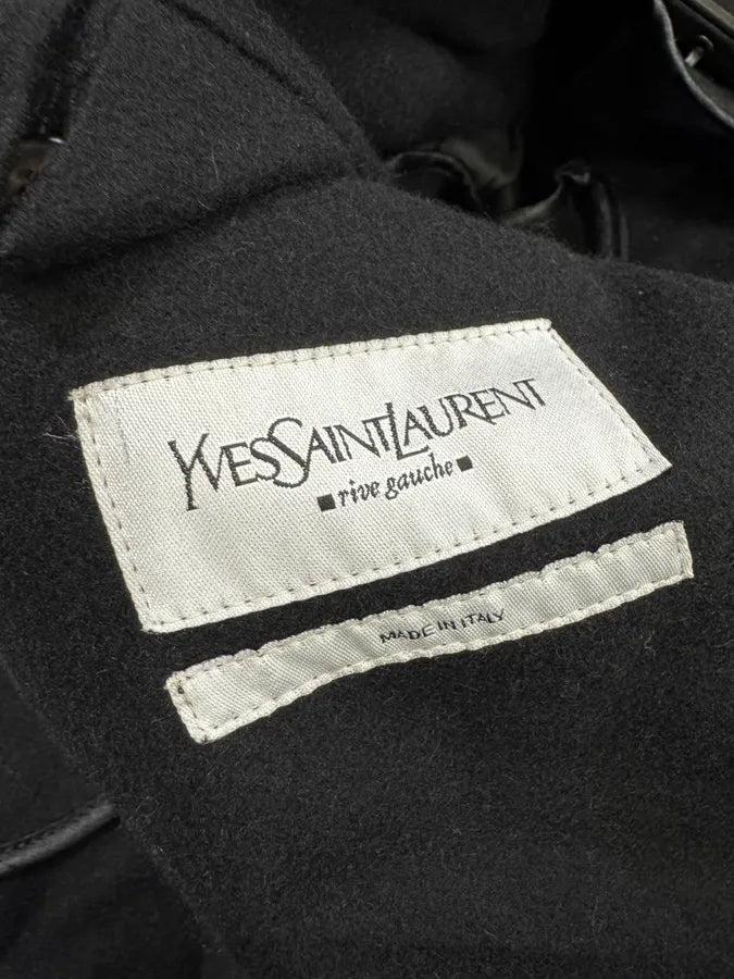 2000s Yves Saint Laurent Black Wool Trench Coat (M/L) 9