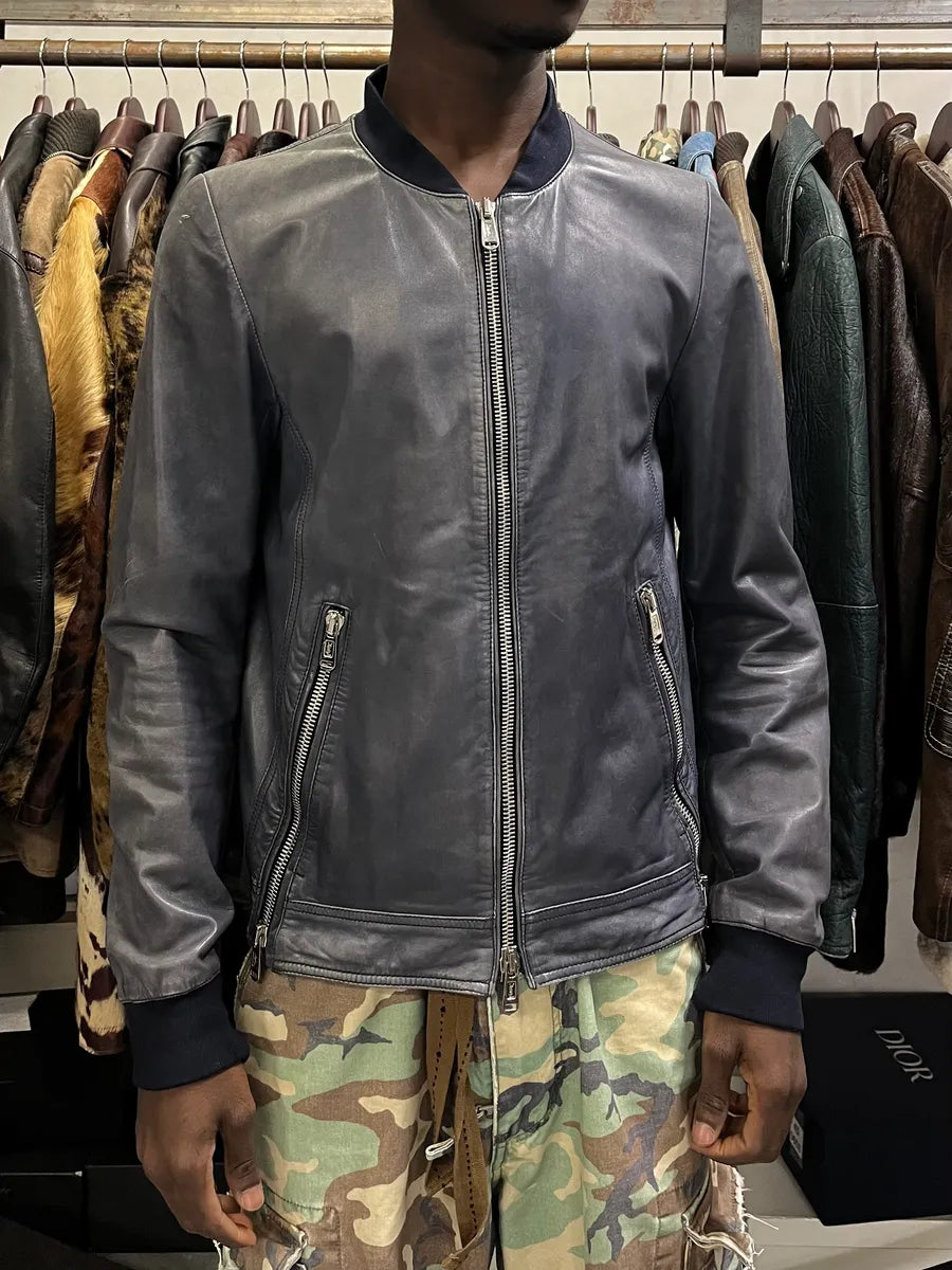 2000s Yves Saint Laurent Blue Navy Zip Bomber Jacket yWeCVtN 1