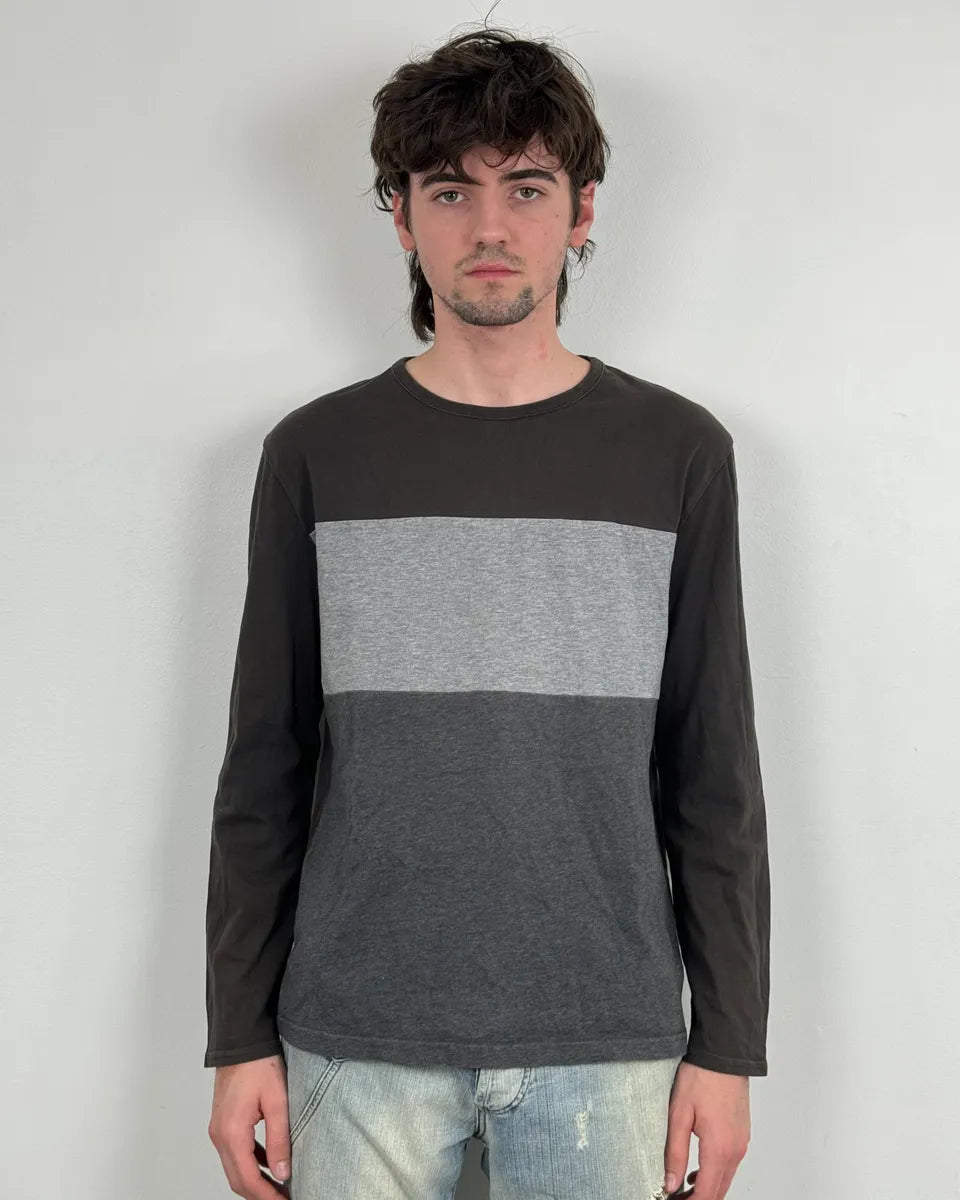 2000s Yves Saint Laurent Brown & Grey Longsleeve T-Shirt HObTXET 1