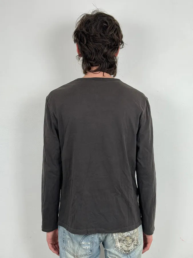 2000s Yves Saint Laurent Brown & Grey Longsleeve T-Shirt HObTXET 2