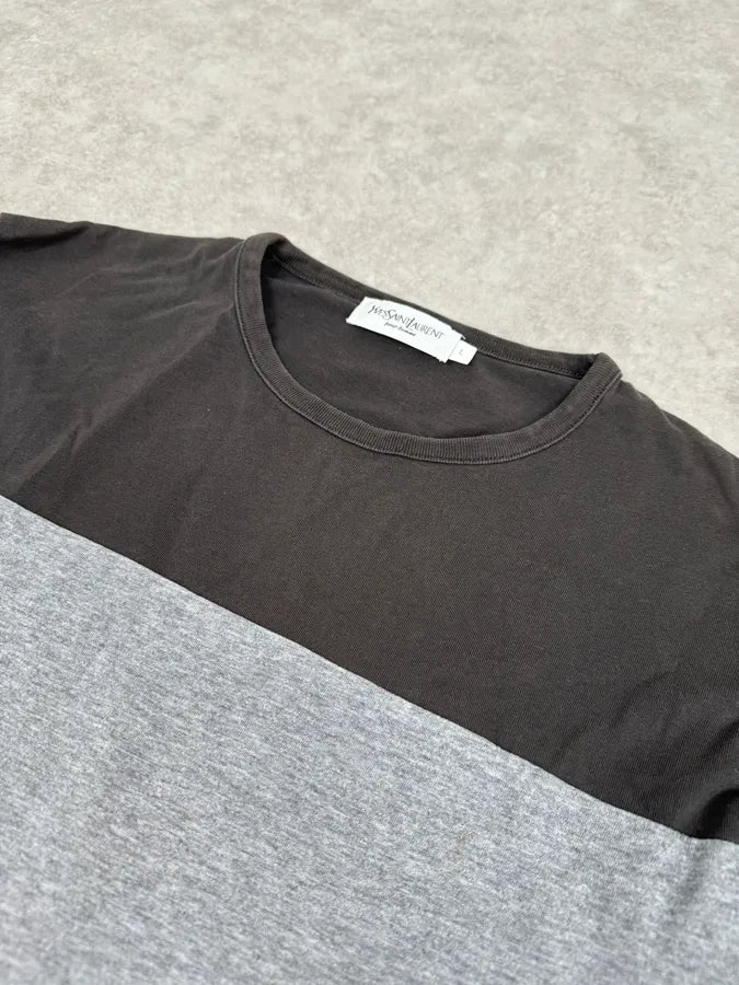 2000s Yves Saint Laurent Brown & Grey Longsleeve T-Shirt HObTXET 4