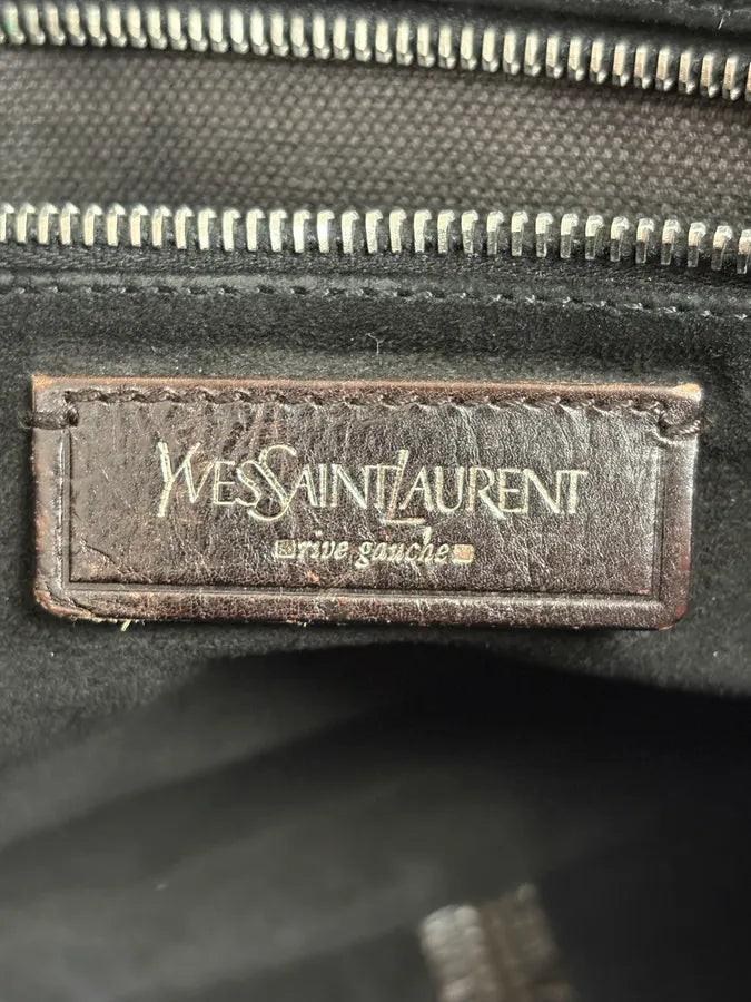 2000s Yves Saint Laurent Brown Eroded Leather Shoulder Bag OcULVwp 9