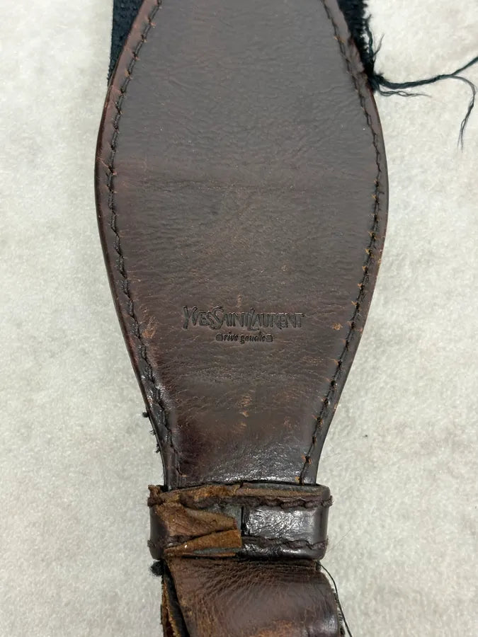 2000s Yves Saint Laurent Brown Eroded Leather Shoulder Bag OcULVwp 7