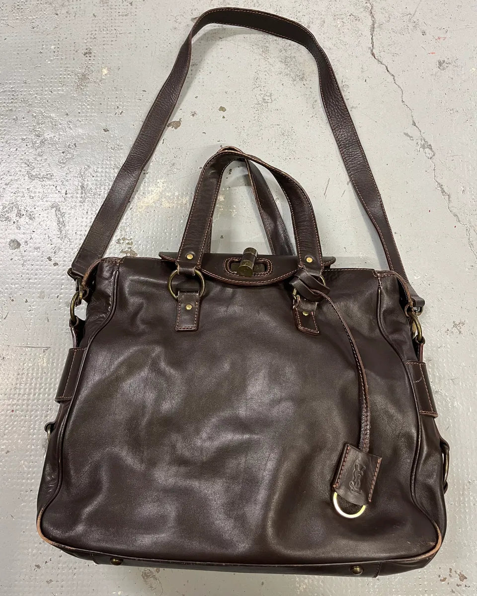 2000s Yves Saint Laurent Brown Leather Handle Bag GOQUNAM 0