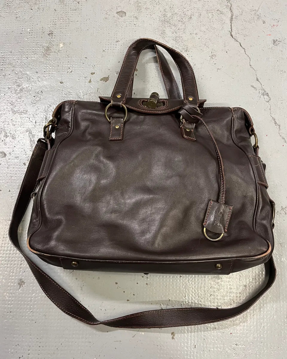 2000s Yves Saint Laurent Brown Leather Handle Bag GOQUNAM 1
